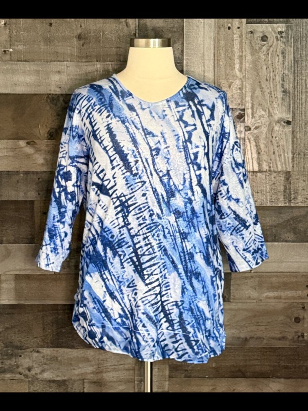 CJ Banks blue silver tie dye top 2XLarge glam sparkly rhinestones Y2K holiday